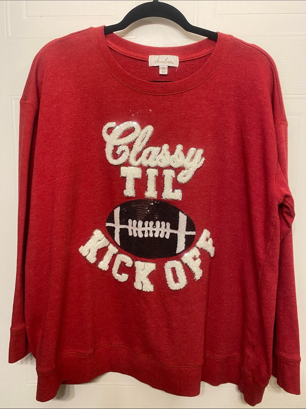Classy 'Til Kickoff Red Football Sweatshirt